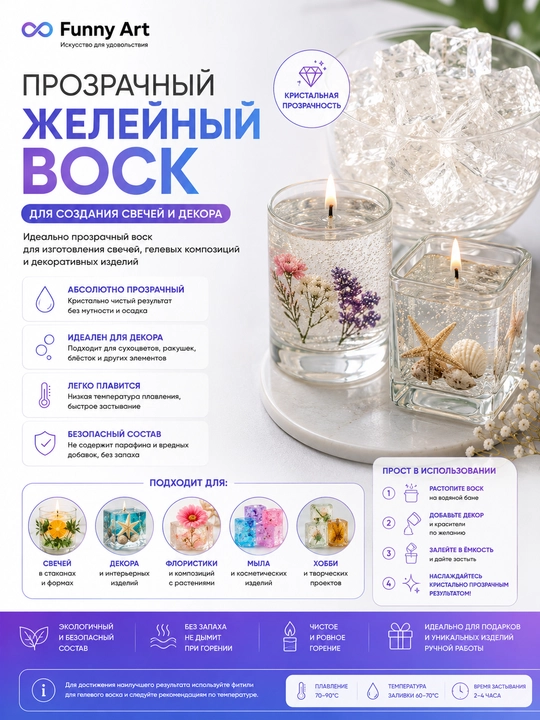 Shaffof gelli vosk, formali, 1 кг - 