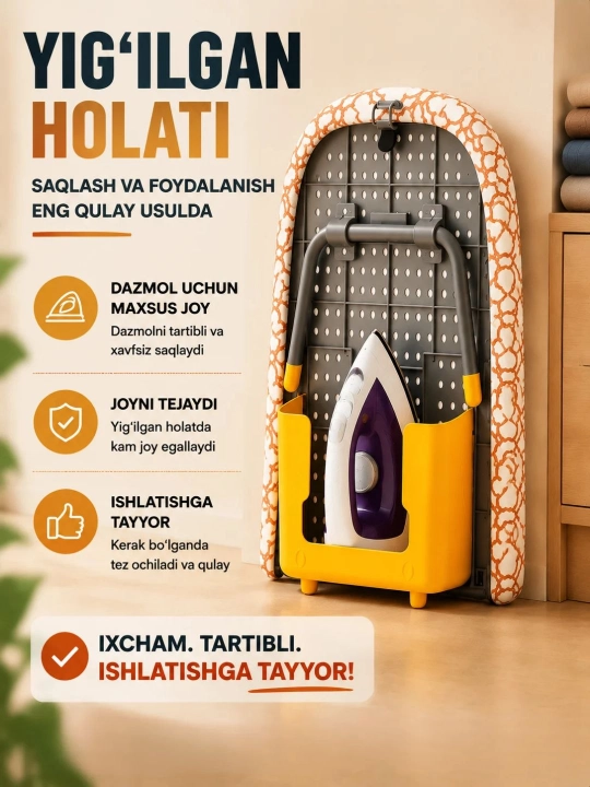 Issiqqa chidamli silikon gilamchali stol uchun buklanadigan mini dazmollash taxtasi