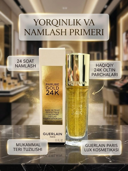 GUERLAIN Parure Gold 24K namlantiruvchi praymer 35 g - pardoz uchun asos - 