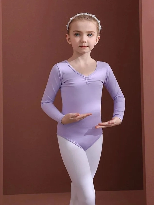 Gimnastika, raqs va balet uchun trikotaj forma, uzun va kalta yengli