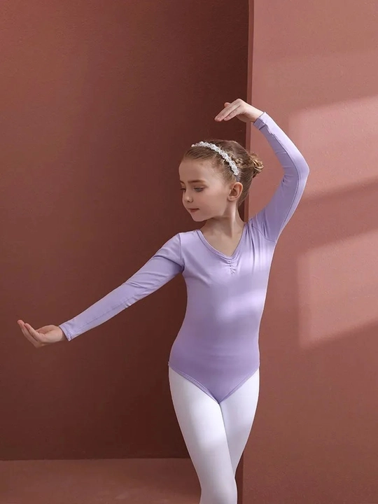 Gimnastika, raqs va balet uchun trikotaj forma, uzun va kalta yengli