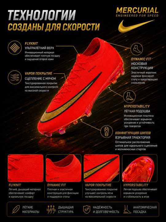 Futbol butsalari, Mercurial butsalari, tishli butsa, tabiiy maydon uchun butsa