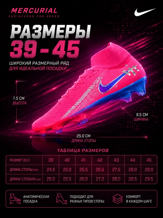 Futbol butsalari, Mercurial butsalari, tishli butsa, tabiiy maydon uchun butsa