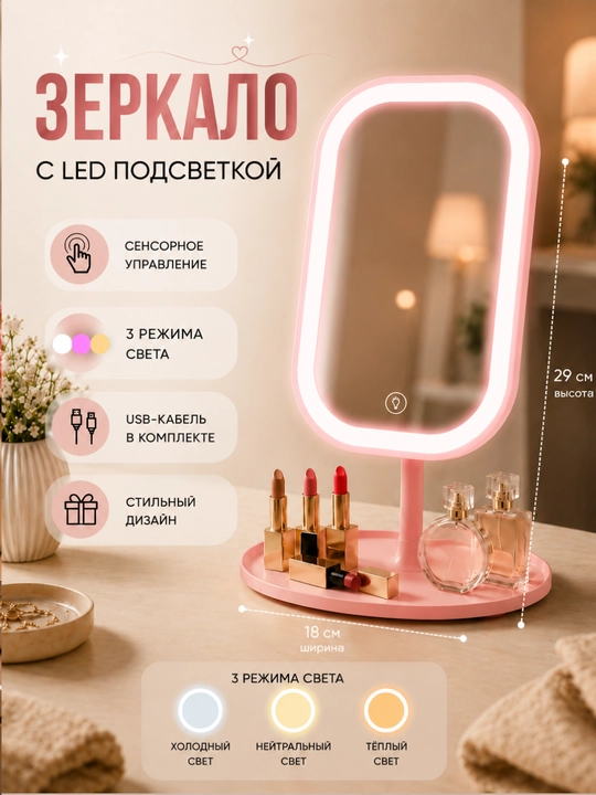 LED yoritgichli sensorli ko‘zgu - kundalik pardoz uchun mukammal yordamchi - 
