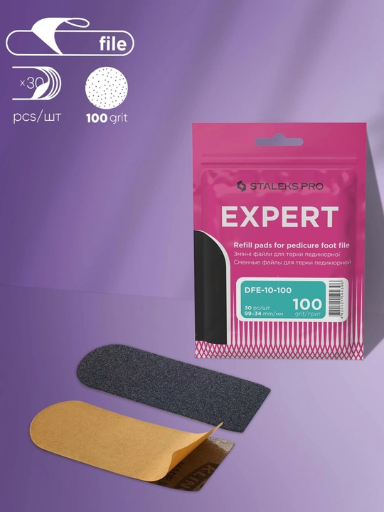 Staleks Pro Expert 10, 100 grit pedikyur qirg‘ichlari almashtiriladigan fayllar (30 dona)
