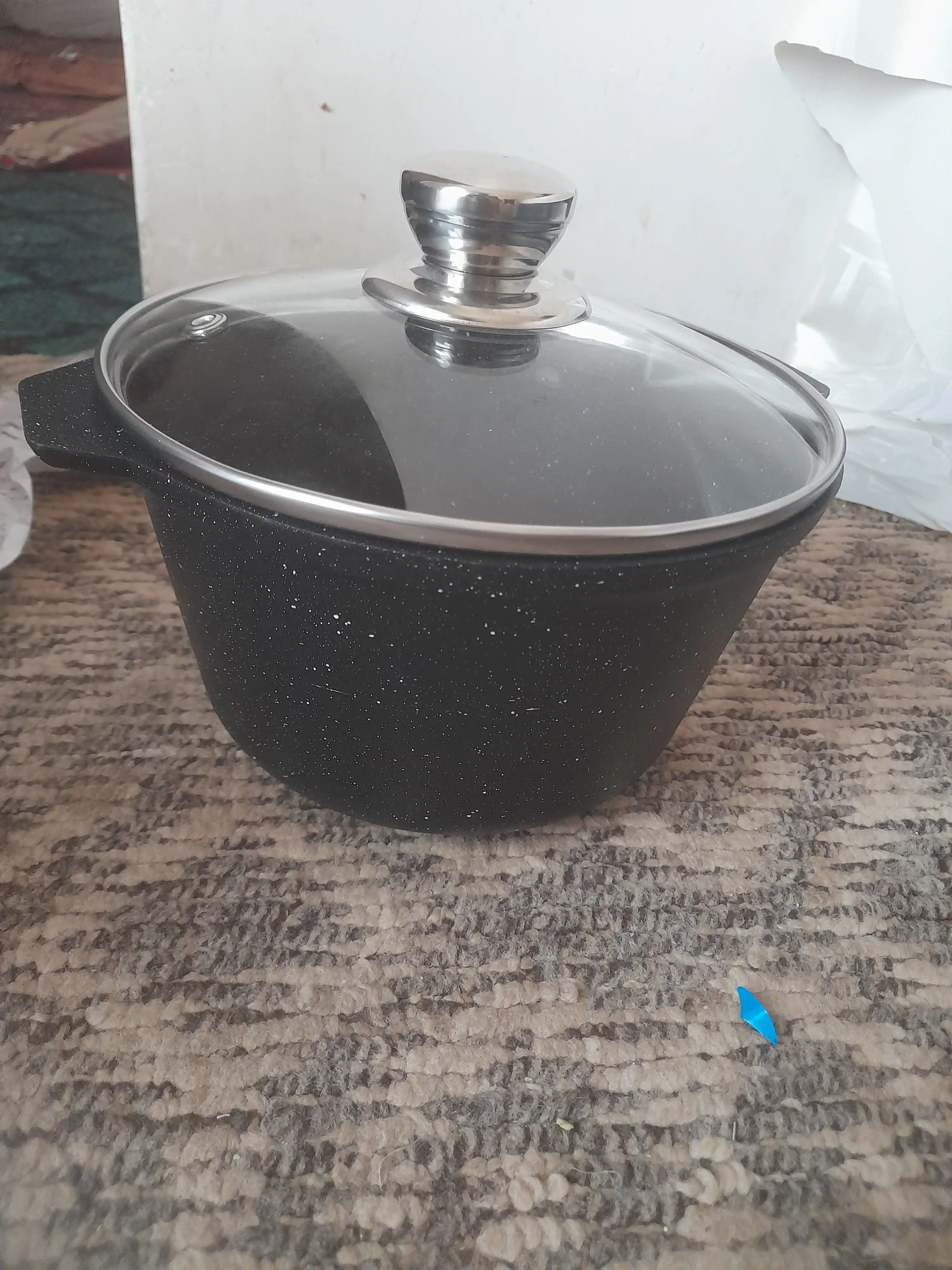 Qozon 2 l - alyuminiy, granit qoplamali, shisha qopqoqli