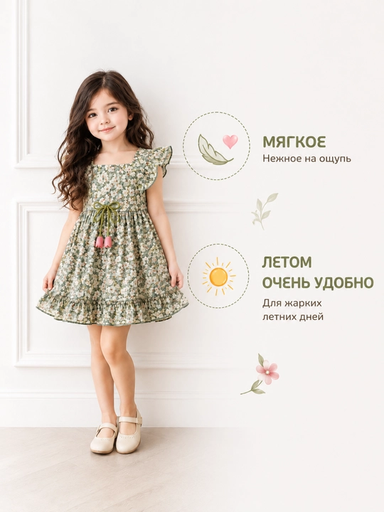 Летнее платье для девочек, нежное и мягкое, для девочек 3-5 лет - 