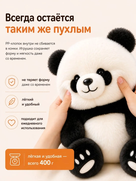 Yumshoq panda, 35 sm, kir yuvish mashinasida yuviladi, a’lo sovg‘a