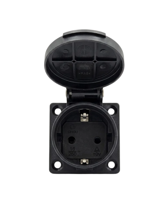 Qopqoqli o‘rnatma kuch rozetkasi, 16 A, 250 V, IP54