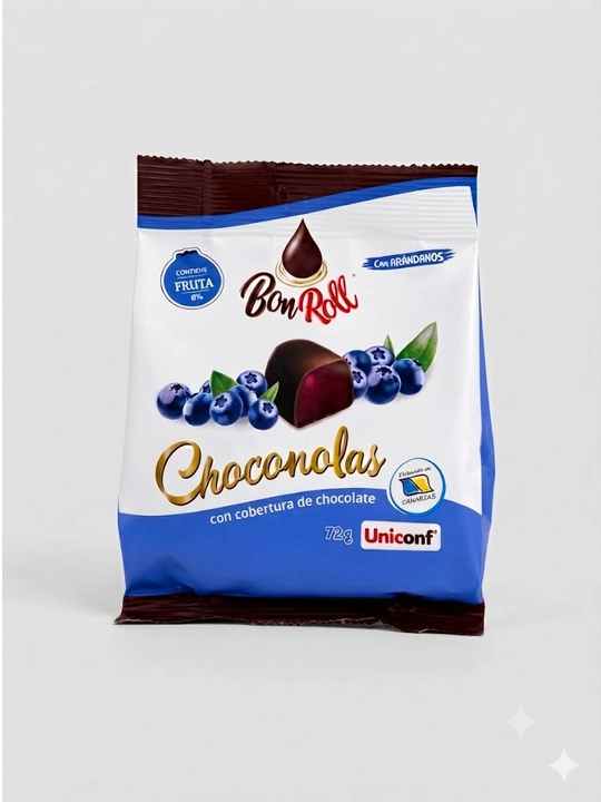 BonRoll фруктовое желе с черникой в тёмном шоколаде, конфеты, 72 г - 