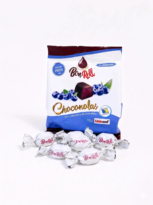 BonRoll qora shokoladdagi chernikali mevali jele konfet, 72 g