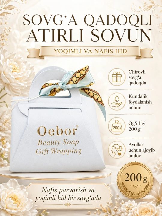 Oebor Beauty Soap atirli sovun, sovg‘a qadoqli, 200 g - 