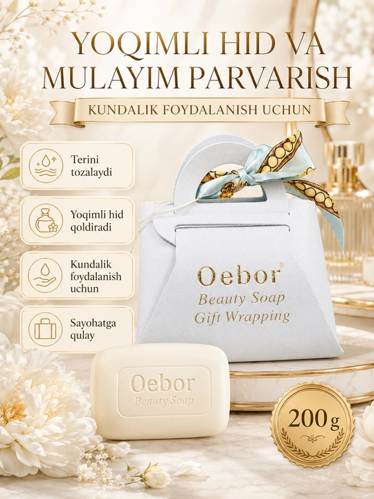 Oebor Beauty Soap atirli sovun, sovg‘a qadoqli, 200 g