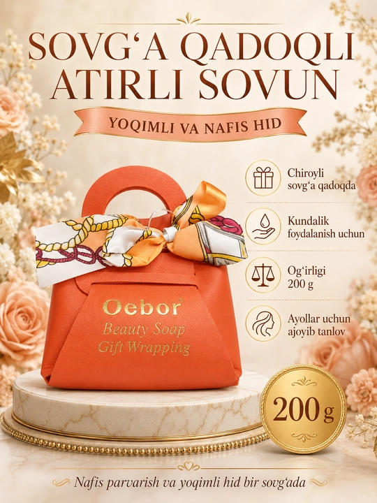 Oebor Beauty Soap atirli sovun, sovg‘a qadoqli, 200 g - 