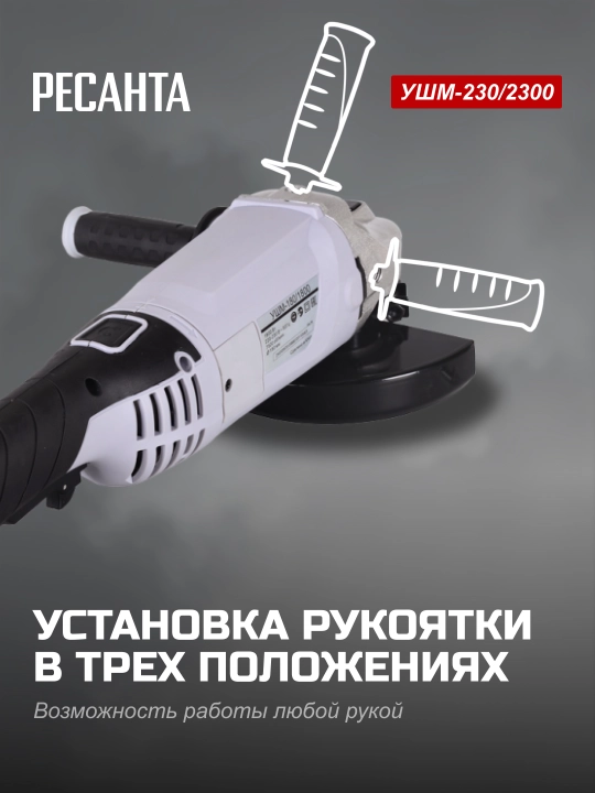 Burchak shlif-mashinasi bolgarka Ресанта UShM-230/2300 art. 75/12/9