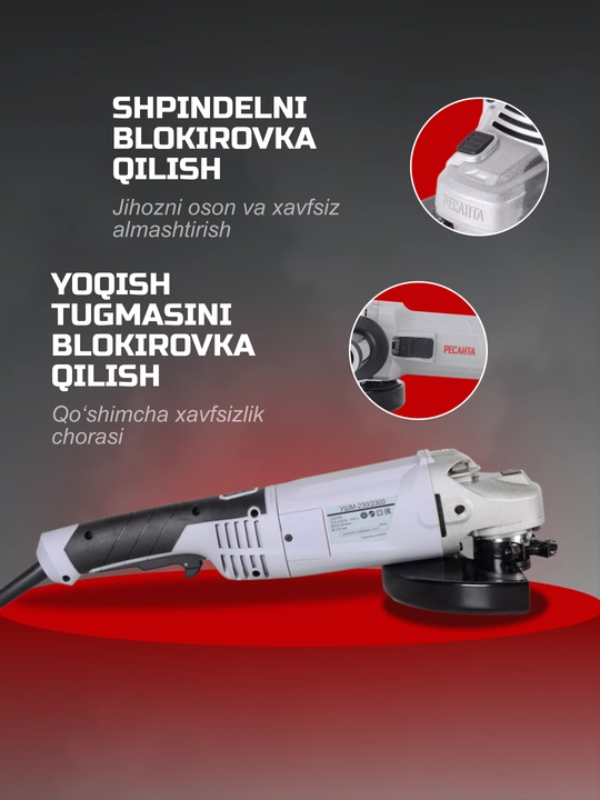 Burchak shlif-mashinasi bolgarka Ресанта UShM-230/2300 art. 75/12/9