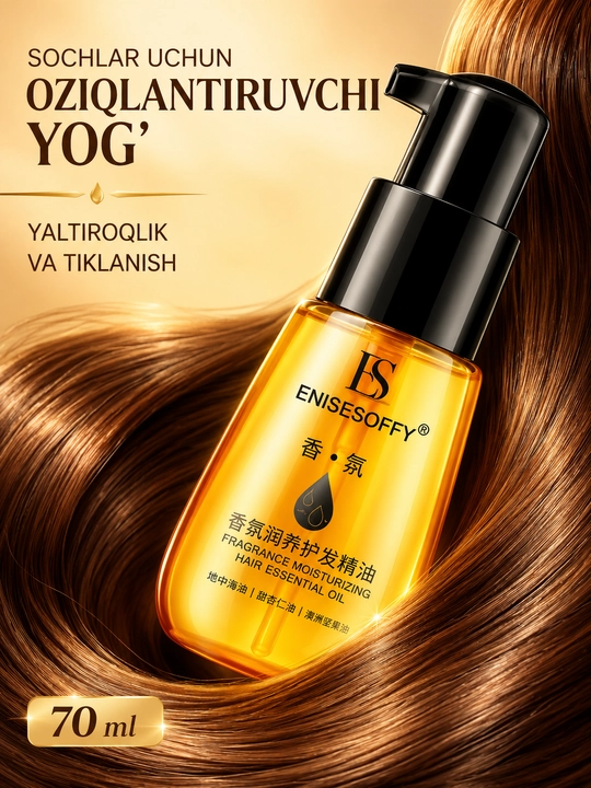 Sochlar uchun professional namlantiruvchi moy "Enisesoffy", 70 ml