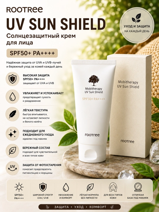 Yuz uchun quyoshdan himoya qiluvchi krem SPF50+, PA++++  - 
