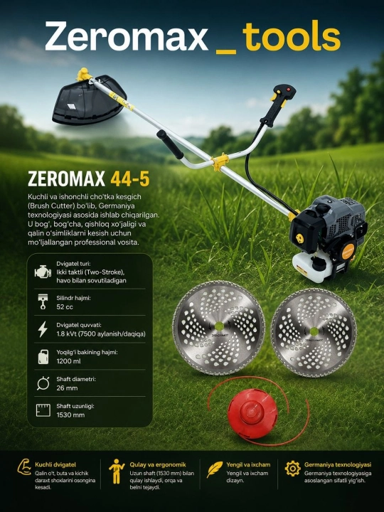 Бензиновый триммер для сада ZEROMAX - 
