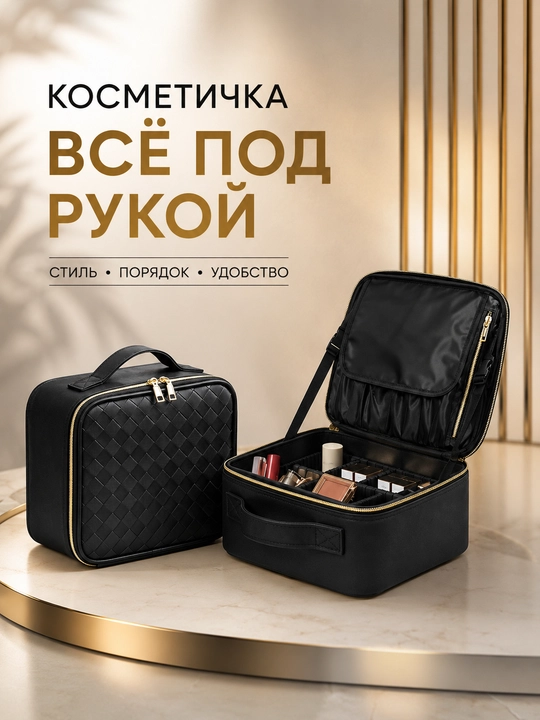Косметичка органайзер EVA, кожаная, дорожная сумка для косметики, большая вместимость - 