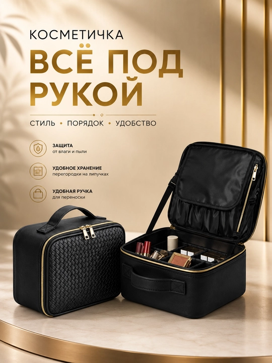 Косметичка органайзер EVA, кожаная, дорожная сумка для косметики, большая вместимость - 