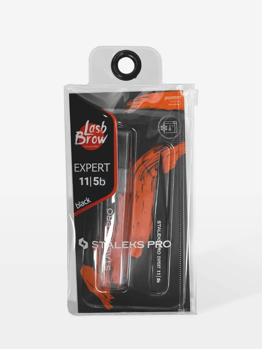 STALEKS Пинцет для бровей, черный EXPERT 11 TYPE 5b, точечный