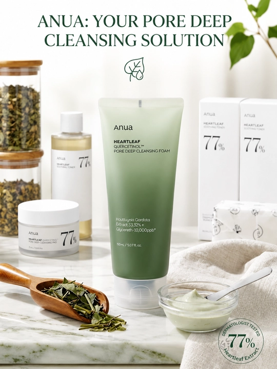 Очищающая пенка для глубокого очищения пор Anua Heartleaf Quercetinol, 150 мл