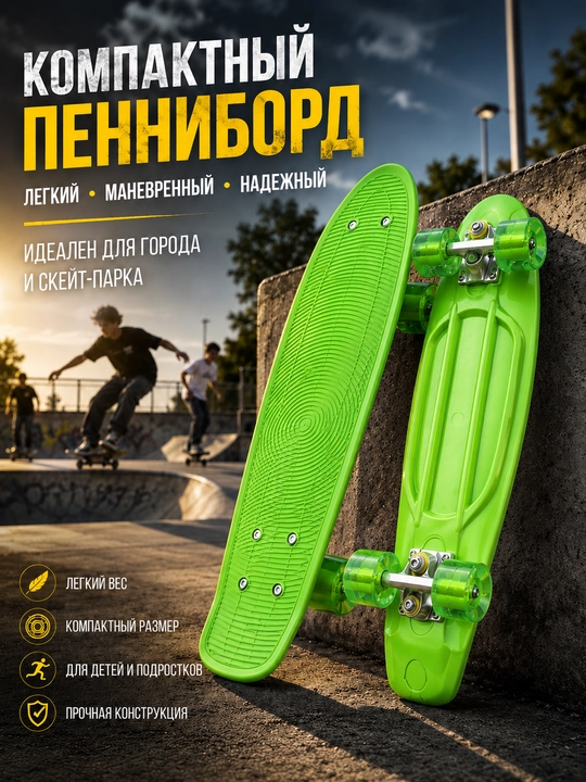Пенниборд, скейтборд, мини скейтборд, пластиковый скейт, скейт для начинающих - 