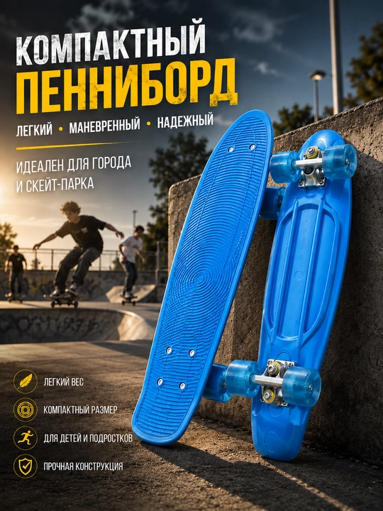 Пенниборд, скейтборд, мини скейтборд, пластиковый скейт, скейт для начинающих - 
