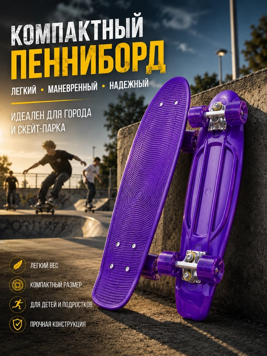 Пенниборд, скейтборд, мини скейтборд, пластиковый скейт, скейт для начинающих - 