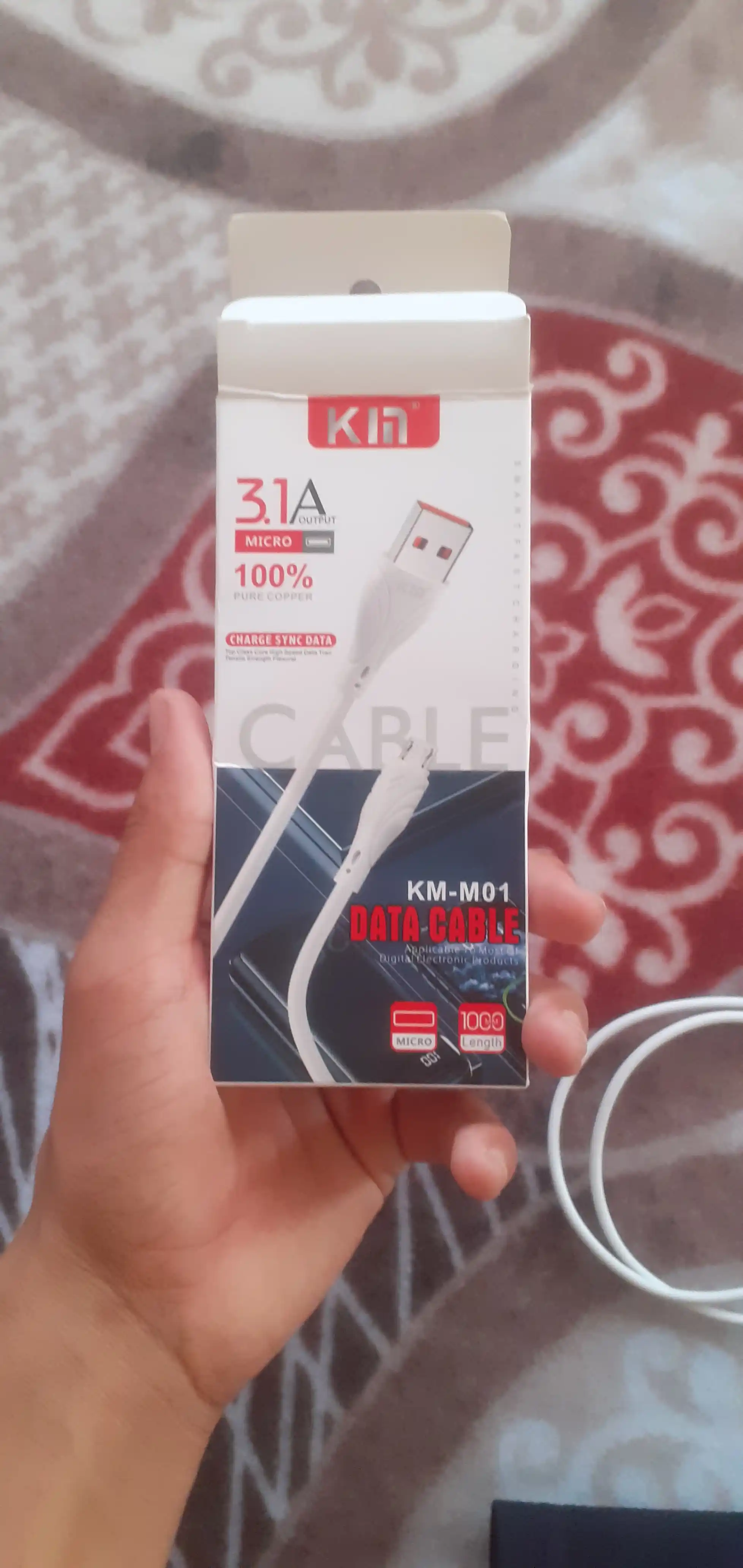 Micro USB kabel KIN KMM01 3.1A tez zaryad, 1 metr, Android telefon va planshet uchun