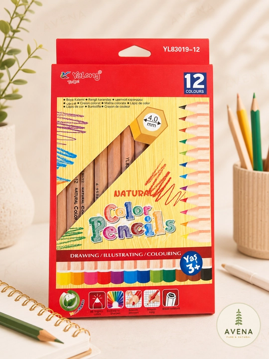 Цветные карандаши для рисования Yalong Natural Color Pencils, 12 цветов  - 