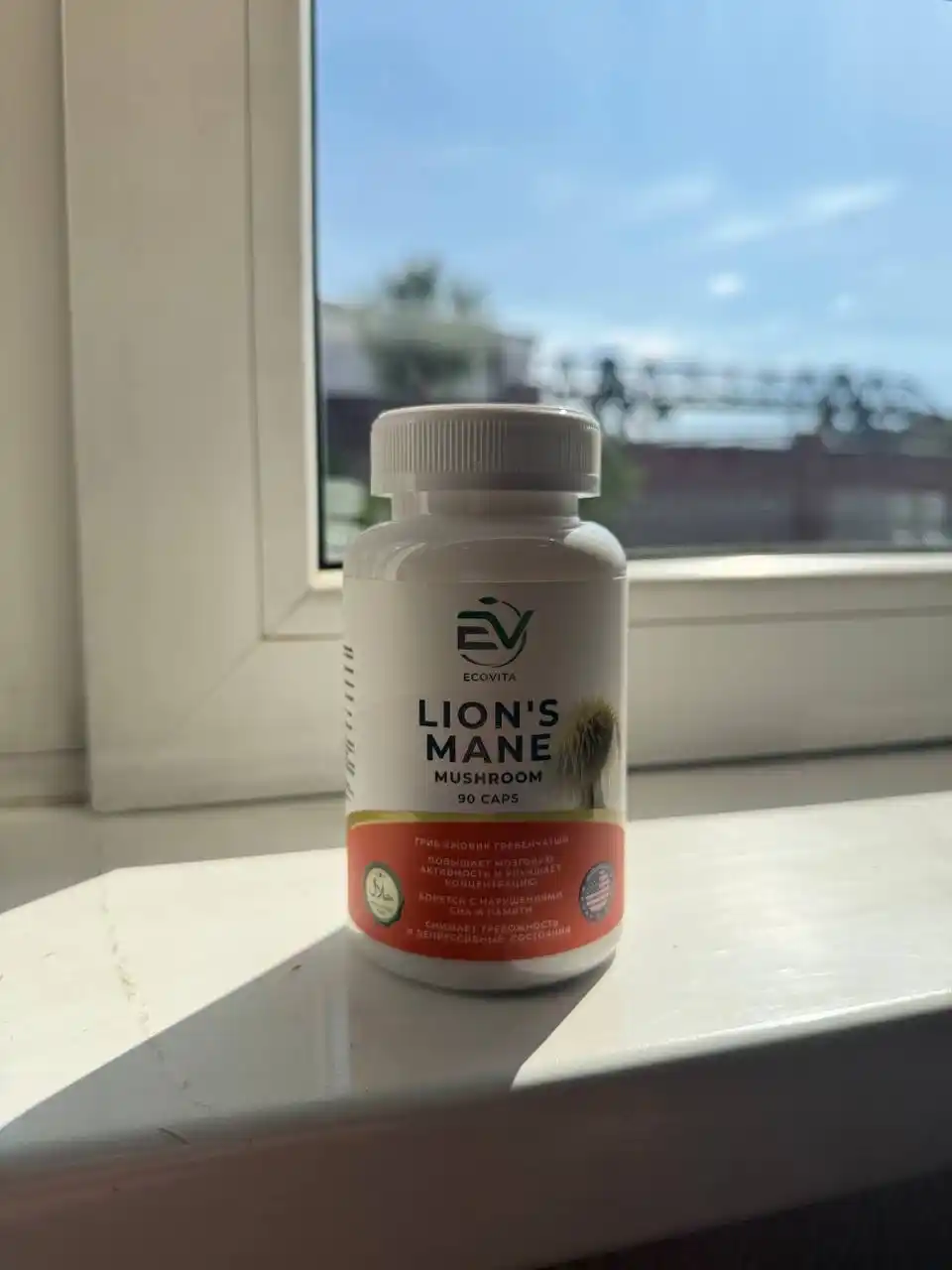 ECOVITA Lion’s Mane Ежовик гребенчатый — для поддержки памяти сна и работы мозга 90 капсул