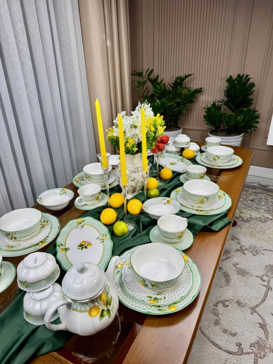La Dolce farfor idishlar to‘plami 44 predmet 6 kishilik New Bone China servis