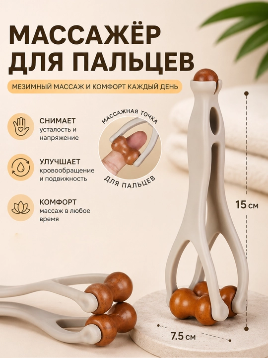 Массажер акупунктурный для пальцев и суставов, 2 ролика, ручной, для кровообращения - 