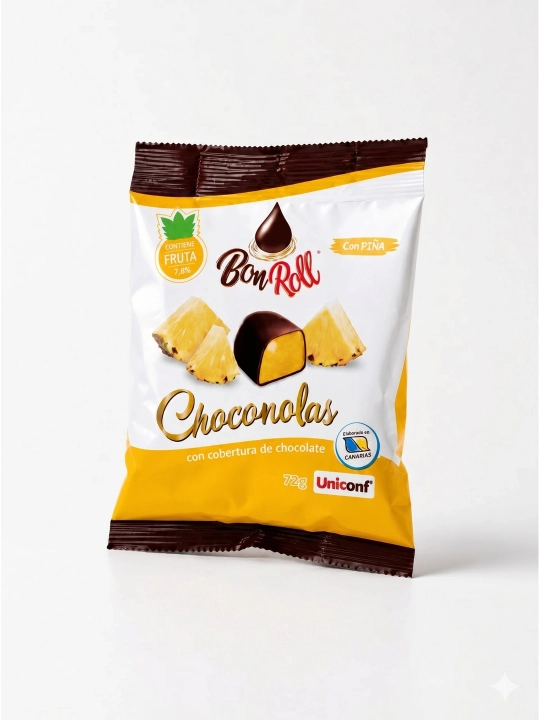 BonRoll фруктовое желе с ананасом в тёмном шоколаде, конфеты, 72 г - 