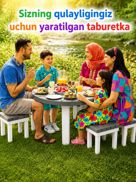 Kuchli plastik taburet, 100 kg gacha yuk ko‘taradi, bolalar va kattalar uchun