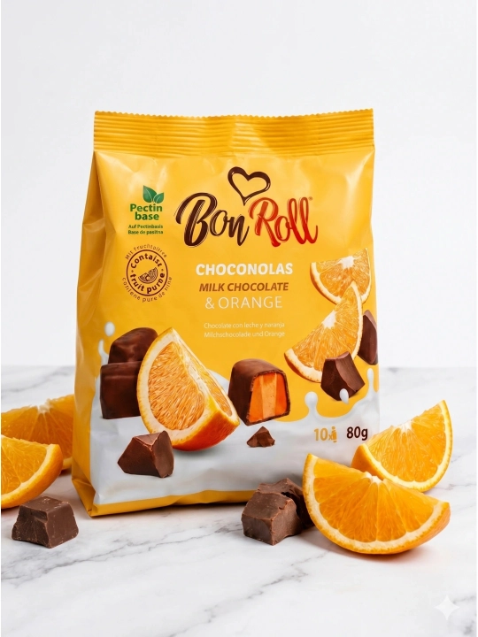 BonRoll Choconolas sutli shokoladdagi apelsinli mevali marmelad, 80 g