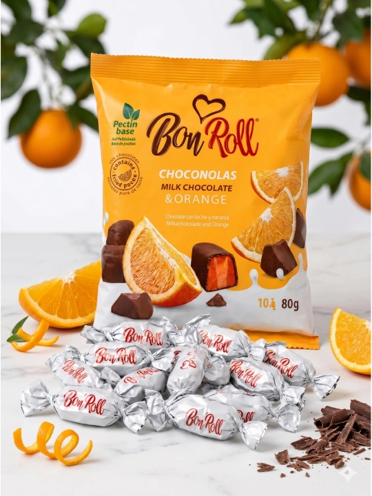 BonRoll Choconolas фруктовый мармелад с апельсином в молочном шоколаде, 80 г - 