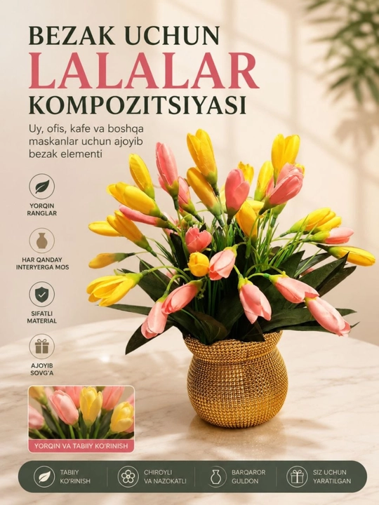 Lola guli, sun’iy gullar, dekorativ gul, gul buketi, chiroyli gullar, rangli gullar - 