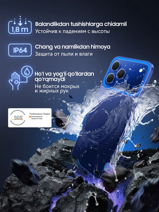 TECNO Spark 50 smartfoni, 4/128 GB, 6700 mAs batareyali telefon
