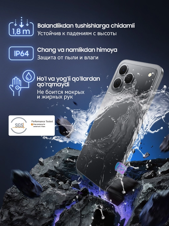 TECNO Spark 50 smartfoni, 4/128 GB, 6700 mAs batareyali telefon