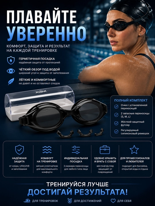 Очки для плавания, плавательные очки, очки для бассейна, спортивные очки для плавания