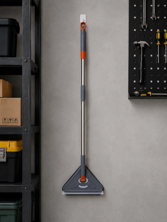 Uchburchak oyna tozalash cho‘tkasi, teleskopik sopli, 2 tomonlama mikrofiber mop