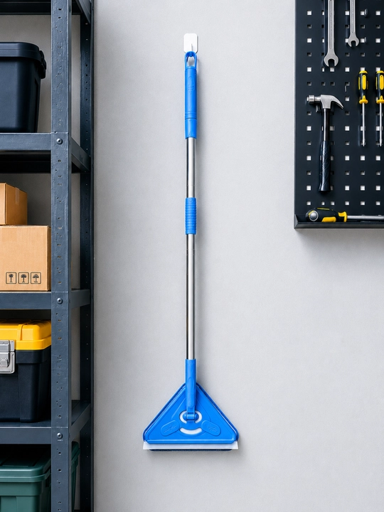Uchburchak oyna tozalash cho‘tkasi, teleskopik sopli, 2 tomonlama mikrofiber mop