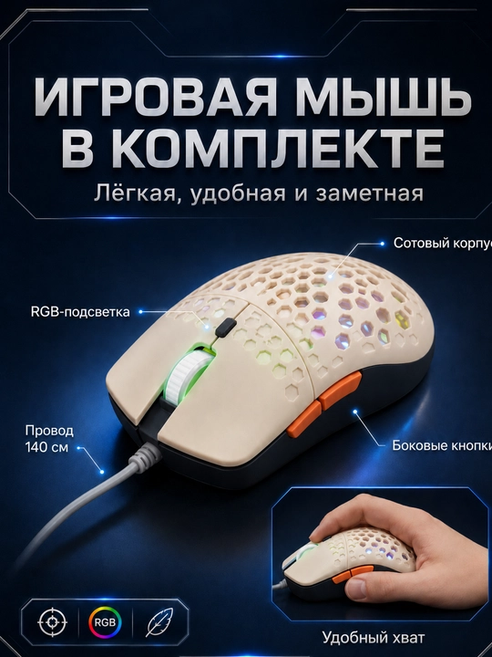 RGB yoritkichli igrovoy klaviatura va mishka to‘plami, 98 tugma, kirilcha harflar