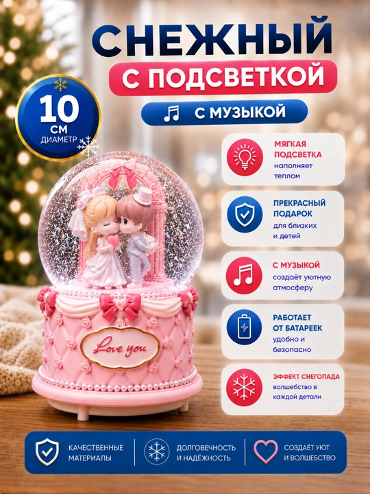 Musiqali va yoritgichli qor shari — uyingizga ertaknamo muhit olib kiruvchi ajoyib dekor - 
