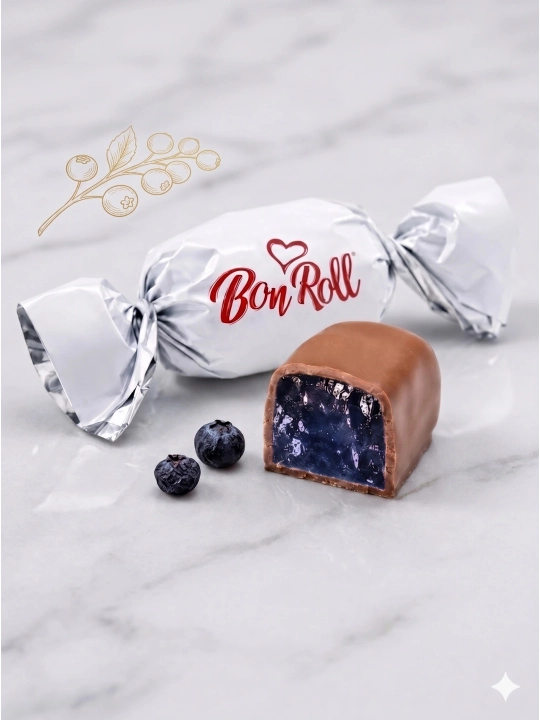 BonRoll Choconolas sutli shokoladdagi ko‘k mevali marmelad, 80 g