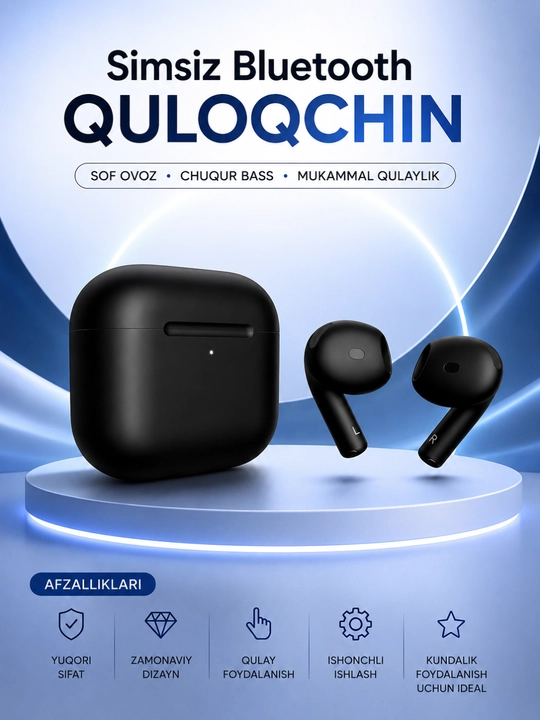 Simsiz Bluetooth Quloqlik – Bluetooth 5.3, Sensor Boshqaruv va HD Stereo Ovoz - 
