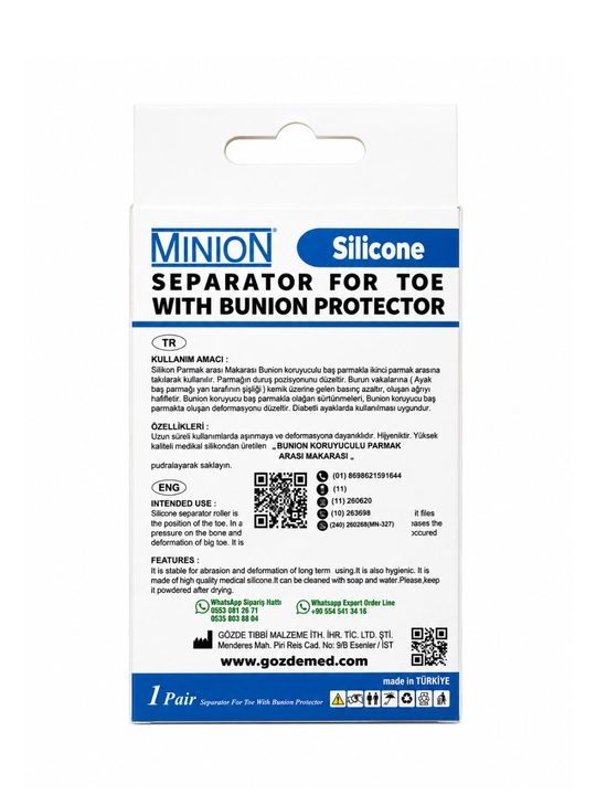 MINION Silikon Bunion Himoya Qiluvchi Barmoqlar Orasi Ajratgichi (Makara) MN327 – 1 juft